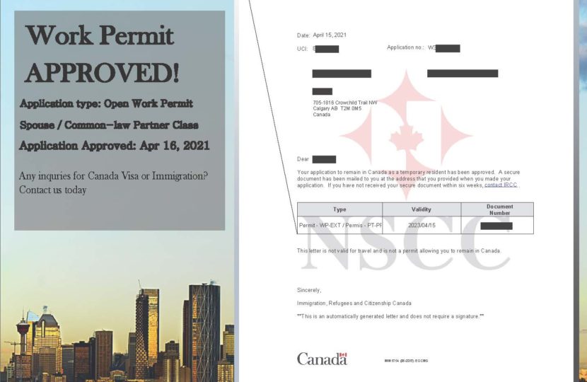 Work Permit Approved – April 16, 2021