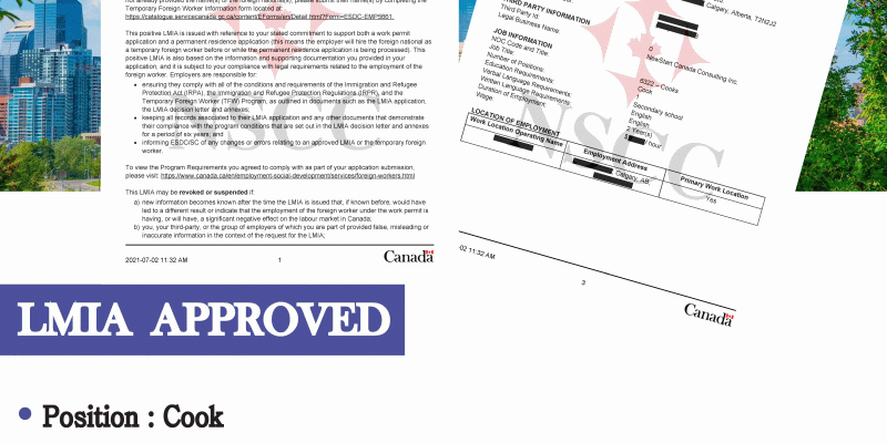 July 2, 2021, LMIA approved (Cook, Calgary AB)